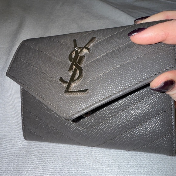 Yves Saint Laurent Dark Gray Leather Wallet - Picture 4 of 9